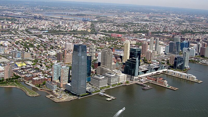 Jersey City from a helicopter