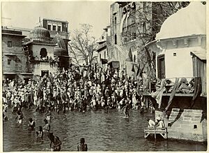 Main bathing Ghat, Hurdwar (Haridwar), 1880s