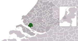 Highlighted position of Bernisse in a municipal map of South Holland