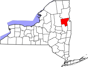 Map of New York highlighting Warren County
