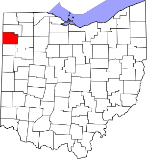Map of Ohio highlighting Paulding County