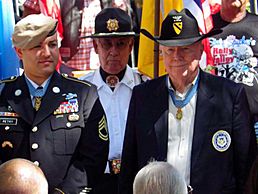Medal of Honor winners Leroy Petry (left) and Bruce Crandall, (right)