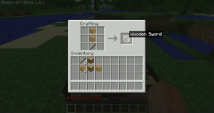 Minecraft Beta 1.8.1 – Crafting a Wooden Sword