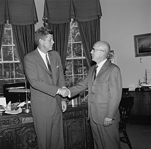 President John F. Kennedy with Democratic Congressional Candidate, Gus Hawkins