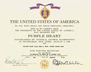 Purple heart certificate