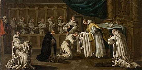 San Bruno impone el hábito a un postulante, de Manuel Bayeu (Museo de Huesca)