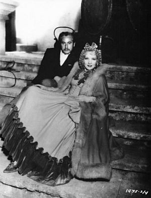 The Scarlet Empress (film) 1934 Josef von Sternberg, director. On set with Marlene Dietrich as Sophia