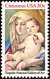 United States Christmas stamp 1982 Madonna of the Goldfinch, Giovanni Battista Tiepolo c. 1760.jpg