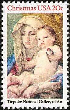 United States Christmas stamp 1982 Madonna of the Goldfinch, Giovanni Battista Tiepolo c. 1760