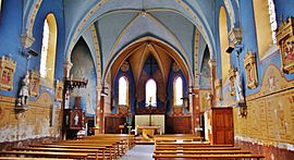 The interior of the church in La Chabanne