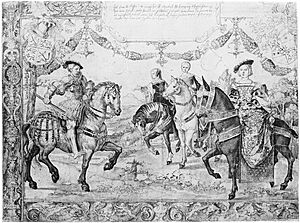 8th design drawing for tapestry series genealogy of Nassau by Bernard van Orley