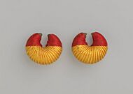 Pair of Earrings; 1981; 3.2 x 3.2 x 1.9 cm (1 1⁄4 x 1 1⁄4 x 3⁄4 in.); Brooklyn Museum (New York City)
