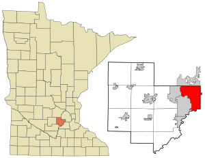 Location of Chanhassen in Carver County, Minnesota