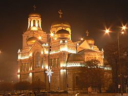 Cathedral at christmas in Varna, Bulgaria.jpg
