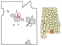 Location of Heath in Covington County, Alabama.