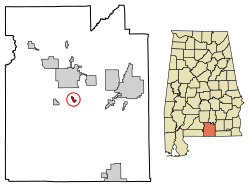 Location of Libertyville in Covington County, Alabama.