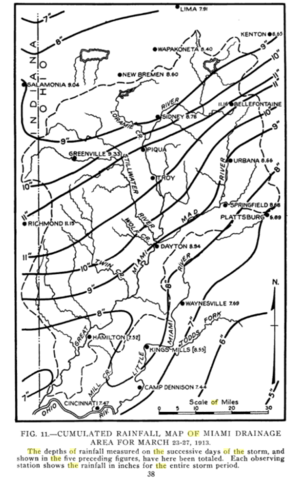 Cumulative Rainfall Miami Drainage Area for March 23-27, 1913