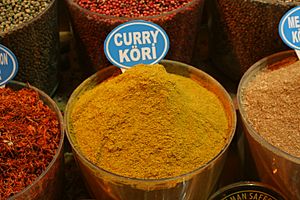 Curry powder in the spice-bazaar in Istanbul