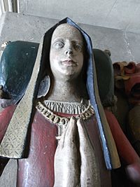 Effigy of Anne Gorges (née Howard) on her tomb, All Saints Church, Wraxall, Somerset, UK - 20100505