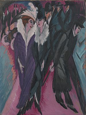 Ernst Ludwig Kirchner, 1913, Street, Berlin, oil on canvas, 120.6 x 91.1 cm, MoMA