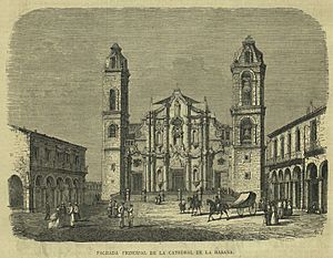 Fachada principal de la catedral de la Habana, en La Ilustración Católica
