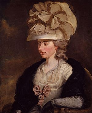 Portrait of Frances Burney reclining in a chair.