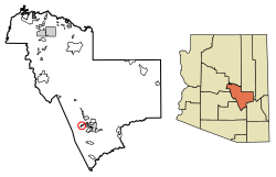 Location of Miami in Gila County, Arizona