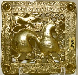 Gold scythian belt title from Mingachevir, Azerbaijan