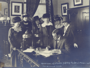 Governor Milliken signing Maine's ratification, November 1920