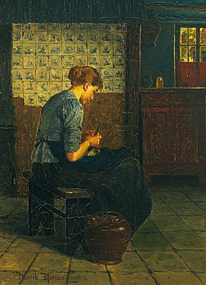Henrik Nordenberg Frau in holländischer Küche