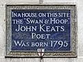 In a house on this site the Swan & Hoop John Keats poet was born 1795