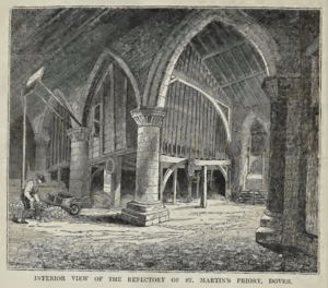 Interior view of the Refectory of St. Martin's Priory, Dover, 1844