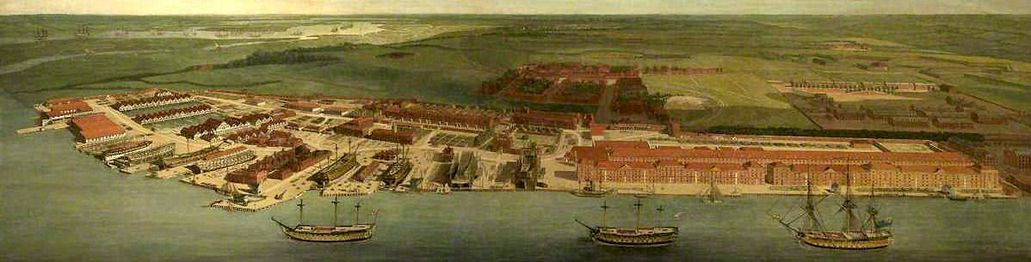 Joseph Farington (1747-1821) - Chatham Dockyard - BHC1782 - Royal Museums Greenwich (detail)