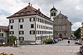 Landsgemeindeplatz mit Zellweger'schem Doppelpalast und Reformierter Kirche