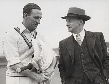 Len Hutton and Don Bradman 1953