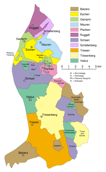 Liechtenstein - Gemeinden mit Exklaven