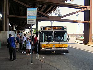 MBTA route 104 bus at Sullivan Square station, June 2015