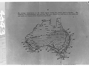Map of Australia - showing average temperature in wheat regions during period April to October.(GN04043A)