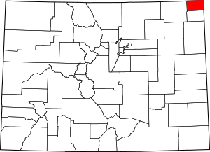 Map of Colorado highlighting Sedgwick County