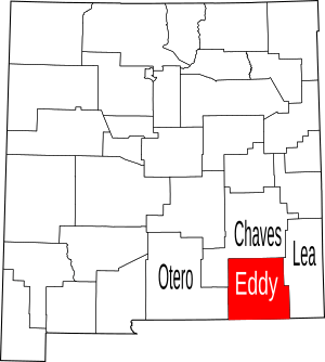 Map of New Mexico highlighting Eddy County
