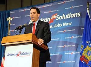 Milwaukee County Executive Scott Walker runs for Governor of Wisconsin in October 2010