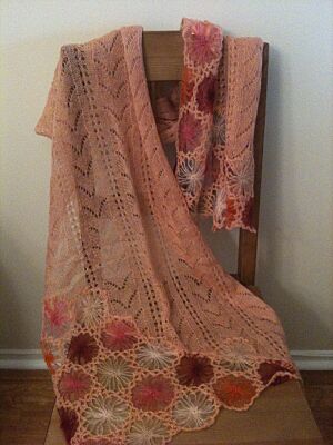 Mohair lace knitted and crocheted scarf