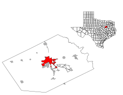 Location within Navarro County and Texas