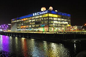 Night view of BBC Scotland, Glasgow - geograph.org.uk - 4796924