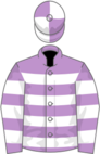 Mauve and white hoops, quartered cap