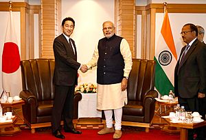 PM Modi meets Japanese Minister of Foreign Affairs Fumio Kishida, in Tokyo