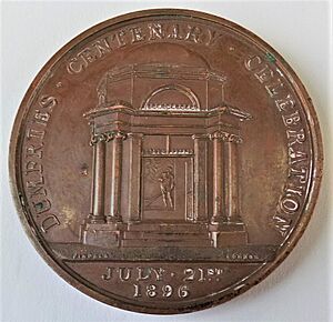 Robert Burns medallion. 1st centenary of the poet's death. 1896. Reverse