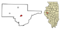 Schuyler County Illinois Incorporated and Unincorporated areas Rushville Highlighted