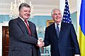 Secretary Tillerson and Ukrainian President Poroshenko Shake Hands Before Their Meeting in Washington (34621629283)