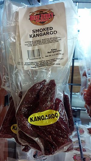Smoked kangaroo jerky at a store in Richfield, Wisconsin, United States